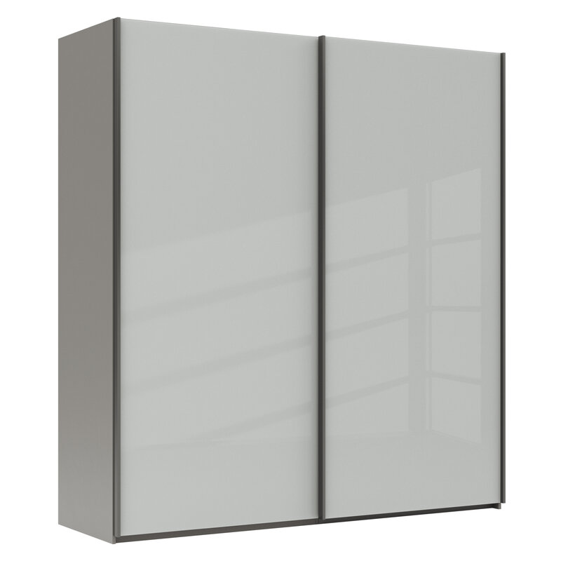Schwebetürenschrank Marbella - B. ca. 200cm, Glas, Weiß