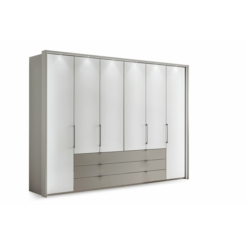 Drehtürenschrank Marbella - B. ca. 302cm, Korpus, Front Glas, Weiß