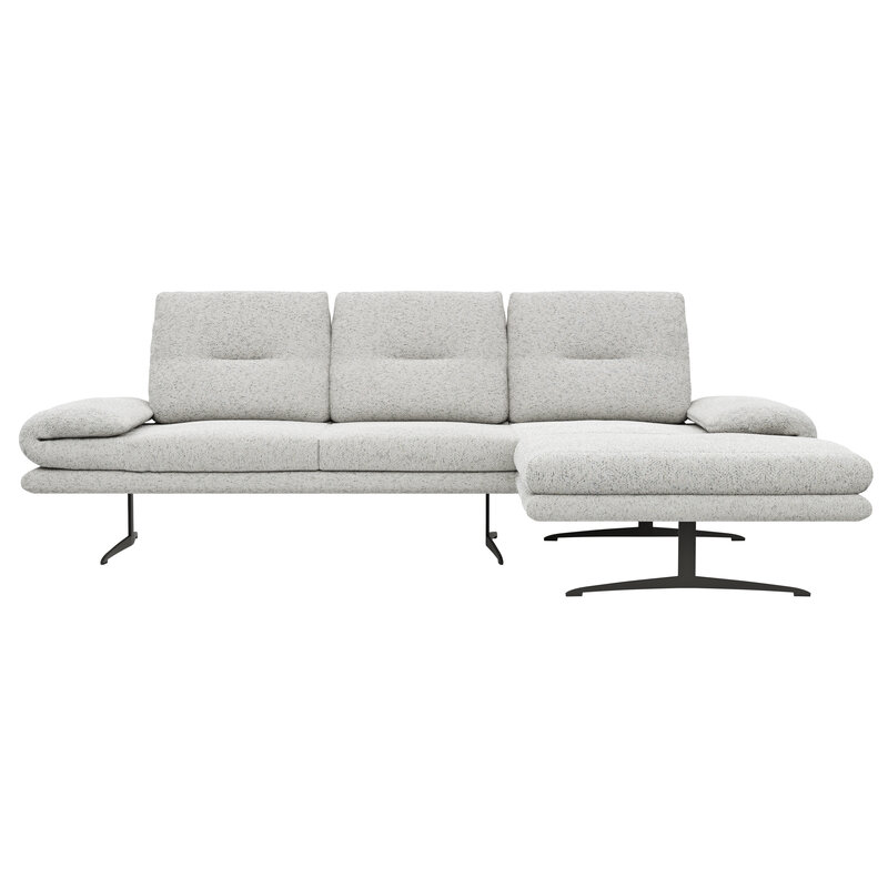 Ecksofa Lucero 2.0 - 2-Sitzer mit Longchair rechts inkl. Rückenlehne verstellbar, Stoff, Offwhite