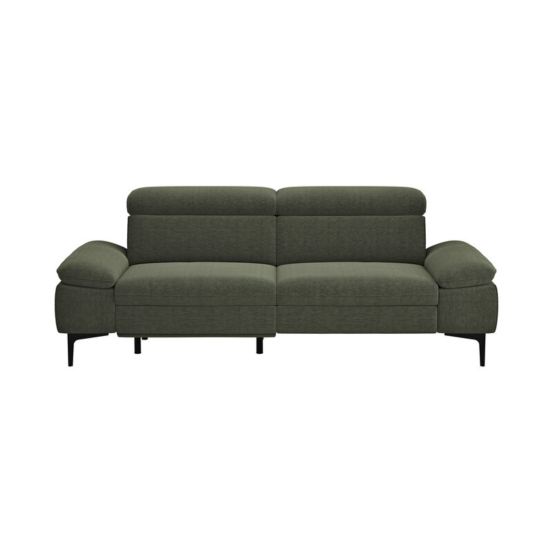 Sofa Felipa - 3-Sitzer inkl. Relaxfunktion (motorisch) und Kopfteil verstellbar, Stoff, Dunkelgrün