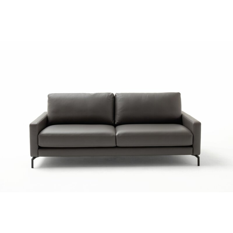 Sofa Cuneo Klassik - 2-Sitzer, Leder, Nachtgrau