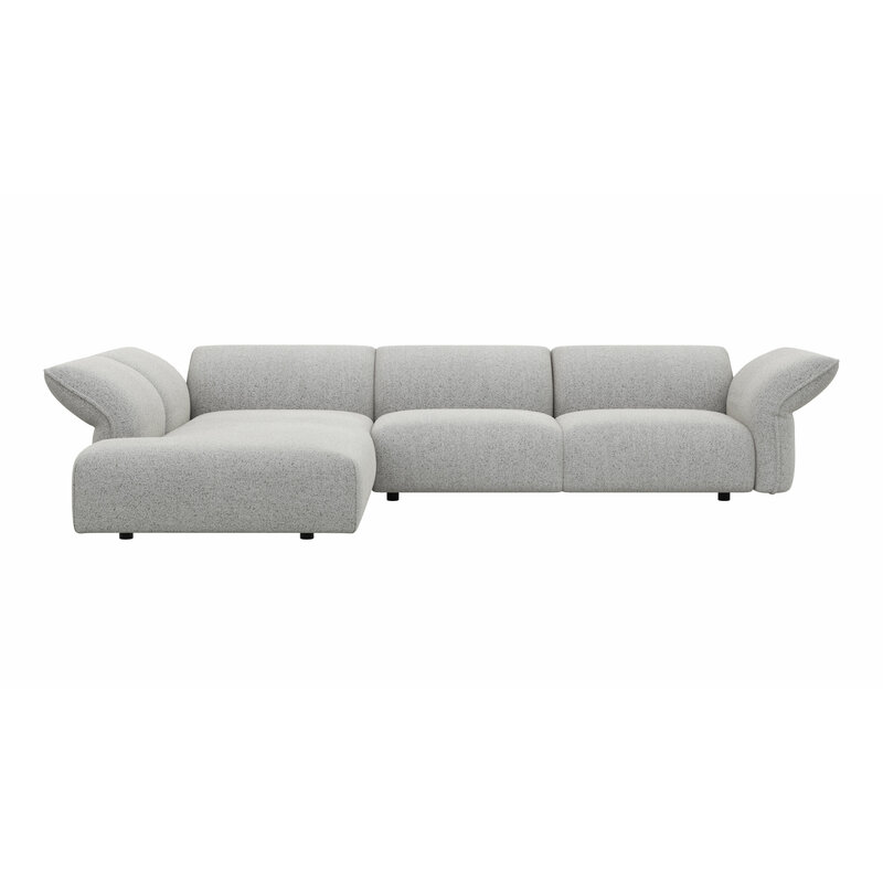 Ecksofa Motone - Ecke links mit 2,5-Sitzer, Stoff, Hellgrau