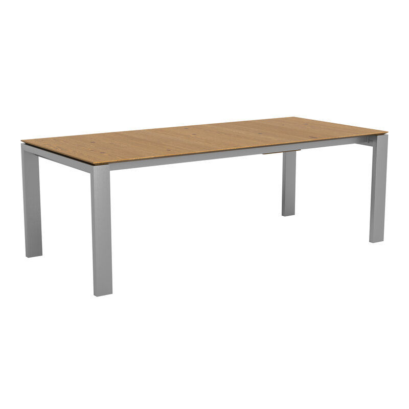 Esstisch 3400 - LB ca. 220x100 cm, ausziehbar, Asteiche massiv, Fuß Edelstahl