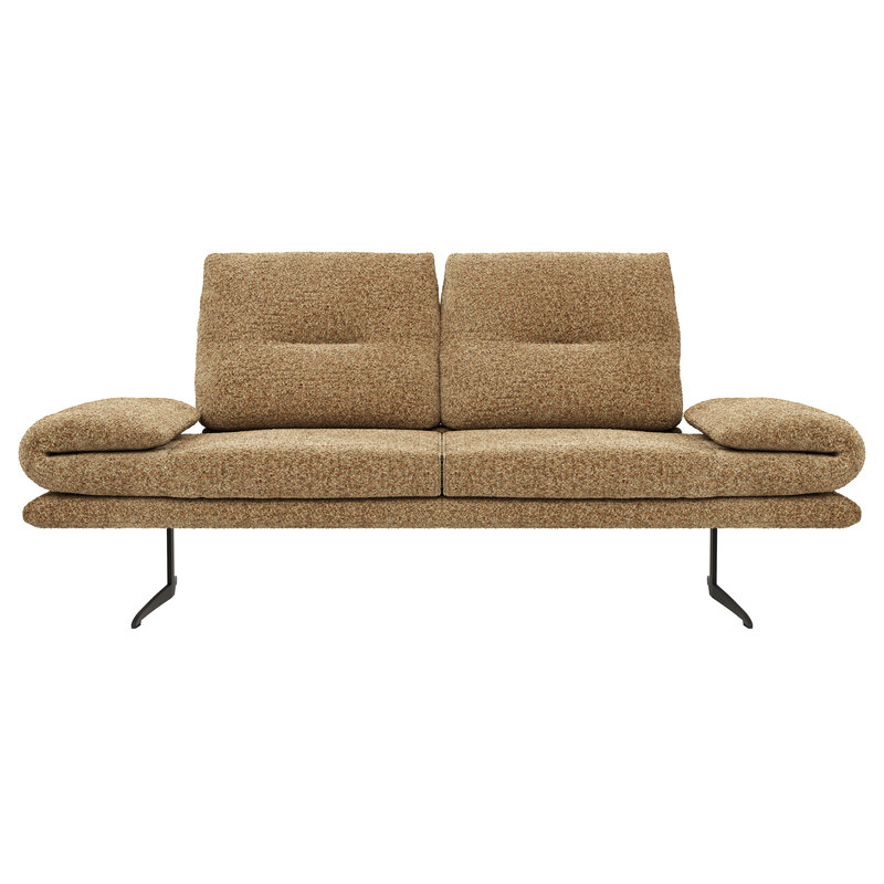 Sofa Lucero 2.0 - 2-Sitzer inkl. Drehsitz, Rollout-Armlehne und Sitztiefe verstellbar, Stoff, Cognac