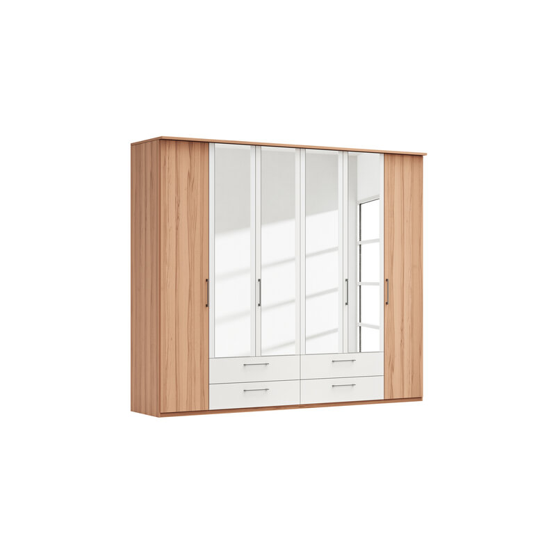 Drehtürenschrank Viana - B. ca. 270 cm, Furnier, Kernbuche, Weiß