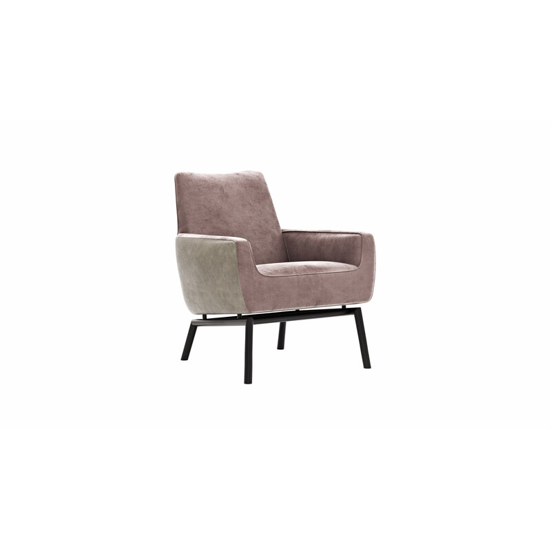 Sessel Matina - Größe M, Leder&Stoff, Dunkelbraun, Mauve