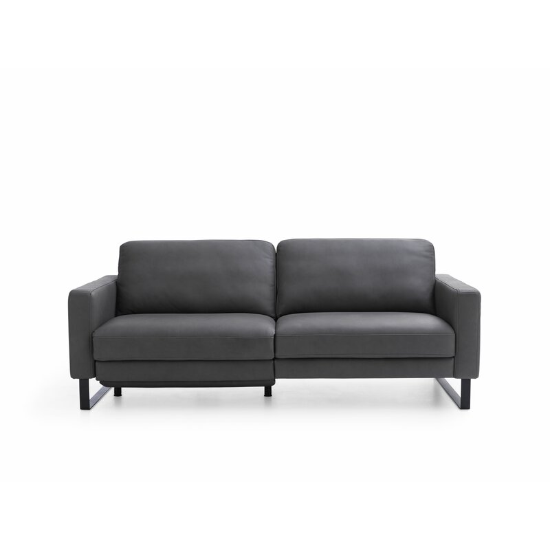 Sofa Enna - 3,5-Sitzer inklusive Relaxfunktion (motorisch) links, Leder, Schwarz