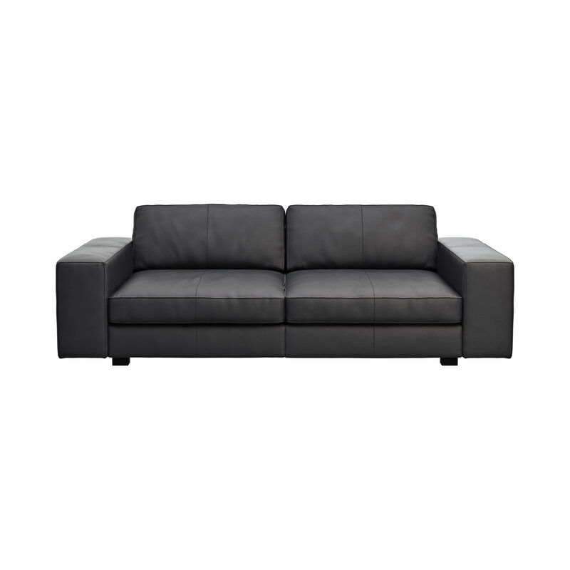 Sofa Aprino 1 - 3,5-Sitzer XXL, Dickleder, Schwarz, Armlehne Block breit