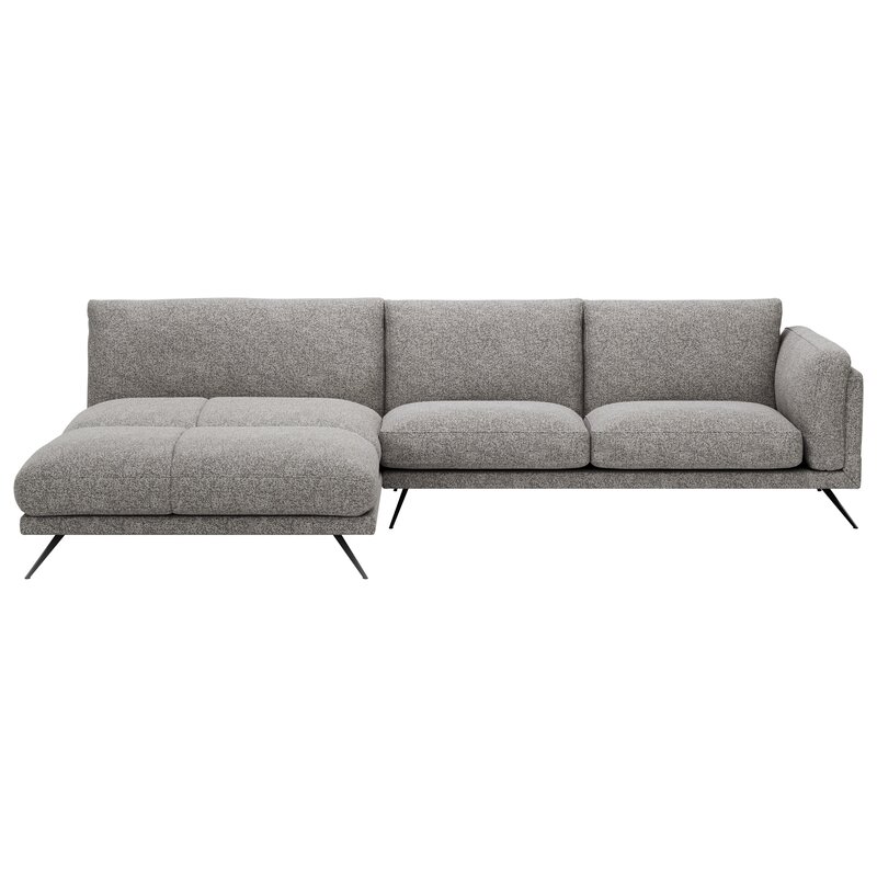Ecksofa Valdemoro - Longchair mit 2,5-Sitzer rechts inkl. Rückenlehne verstellbar, Stoff, Grau