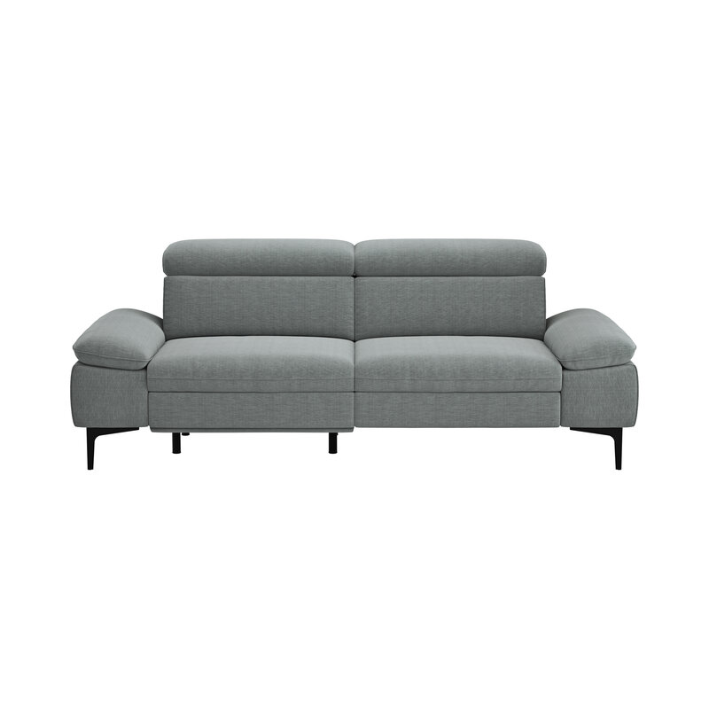 Sofa Felipa - 3-Sitzer inkl. Relaxfunktion (motorisch) und Kopfteil verstellbar, Stoff, Grau