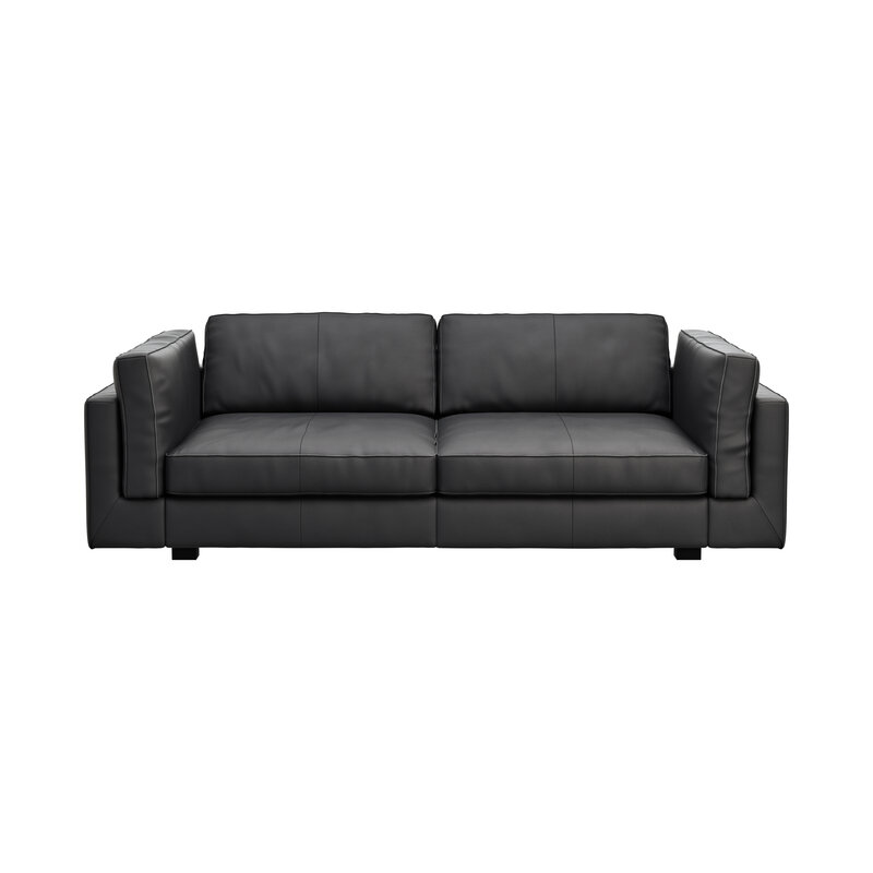 Sofa Aprino 3 - 3,5-Sitzer XXL, Dickleder, Schwarz, Armlehne Kissen