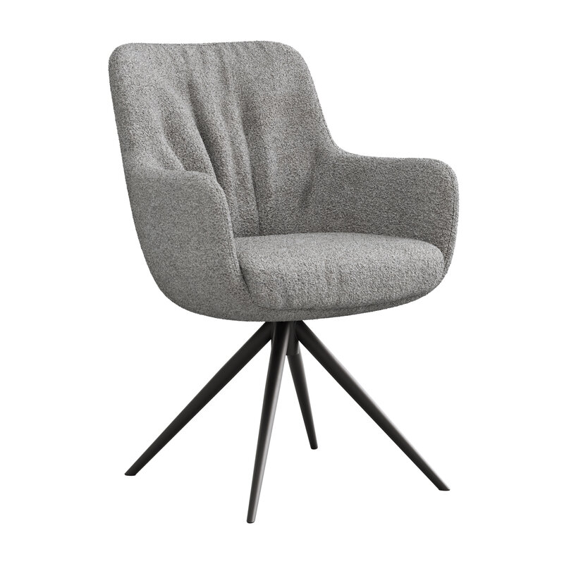 Armlehnstuhl Mis Legere - Boucle, Grau, Stativ, Anthrazit
