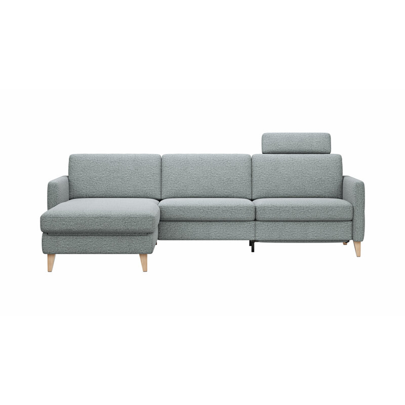 Ecksofa Arima N - Longchair links, 2,5-Sitzer, Relaxfunktion, Sitzvorzug (motorisch), Stoff, Hellgrau
