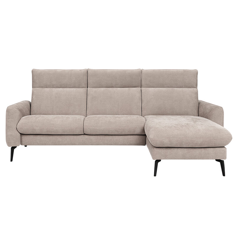 Ecksofa Avela - 2,5-Sitzer mit Longchair rechts inkl. Kopfteile verstellbar und Longchair verstellbar (motorisch), Stoff, Bisquit