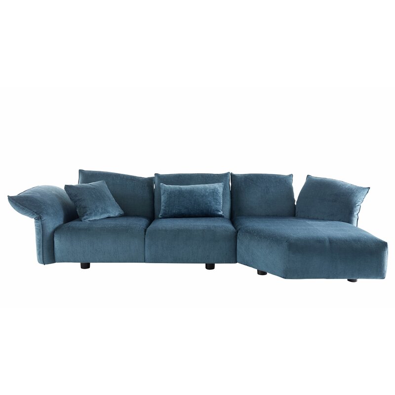 Ecksofa Motone - 2,5-Sitzer, Trapezsofa rechts, Stoff Türkis