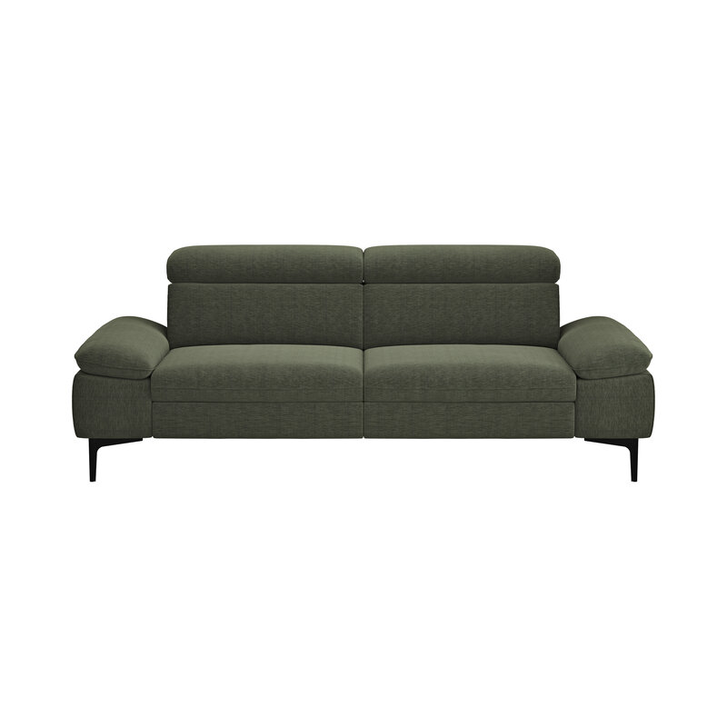 Sofa Felipa - 3-Sitzer inkl. Kopfteil verstellbar, Stoff, Dunkelgrün