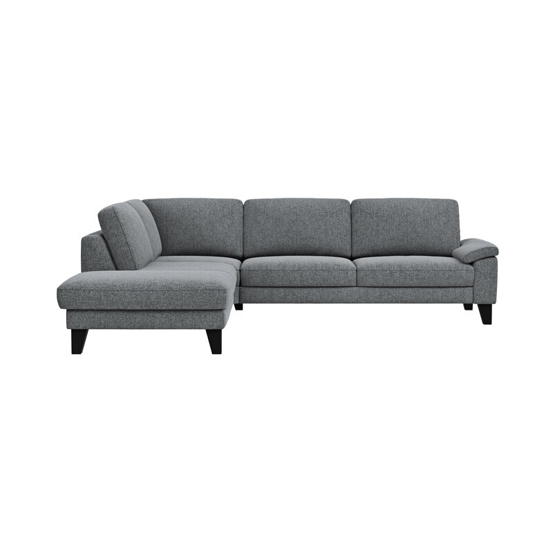Ecksofa Oviedo - Ecke links mit 2,5-Sitzer inkl. Drehsitz, Stoff, Grau