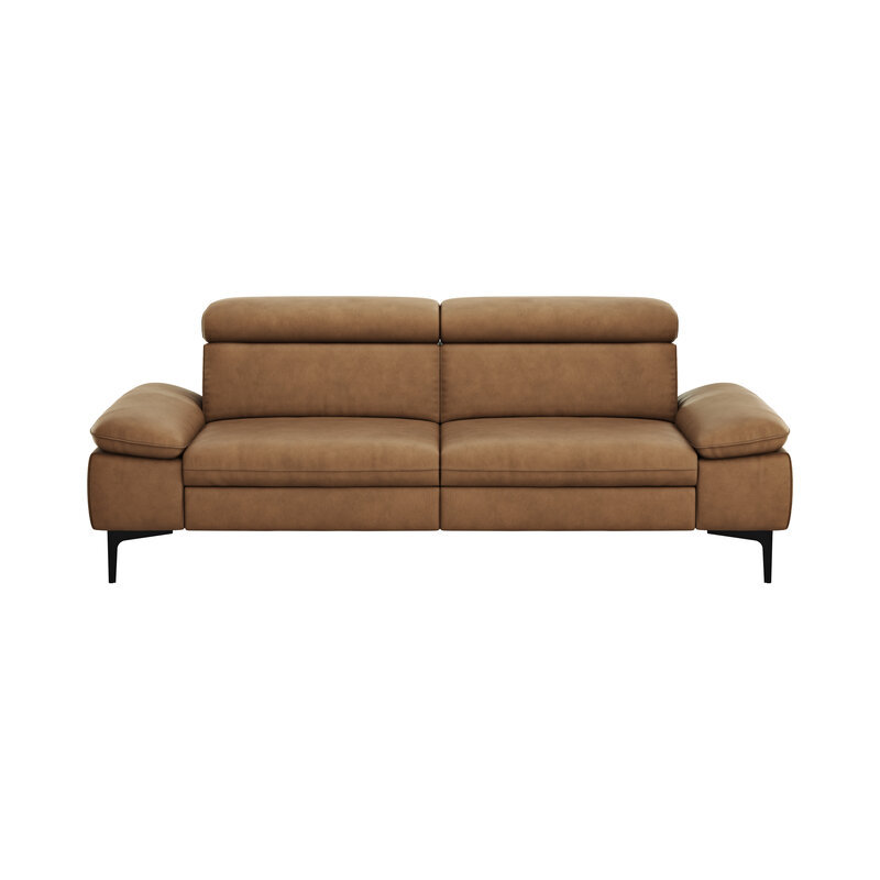Sofa Felipa - 3-Sitzer inkl. Kopfteil verstellbar, Leder, Cognac