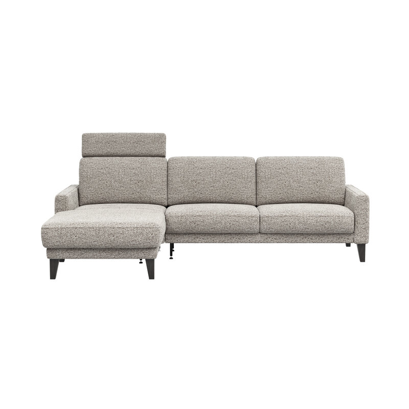 Ecksofa Matero - Longchair + 2,5-Sitzer rechts inkl. Relaxfunktion motorisch, Stoff, Graubeige