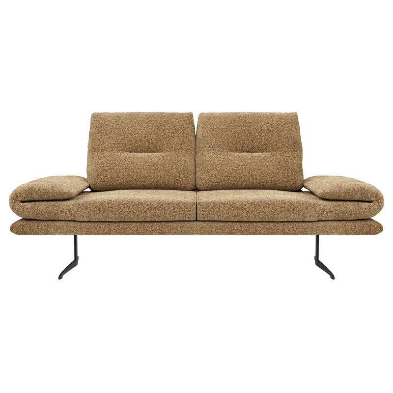 Ecksofa Lucero 2.0 - Longchair mit 2-Sitzer rechts inkl. Rückenlehne verstellbar, Stoff, Cognac
