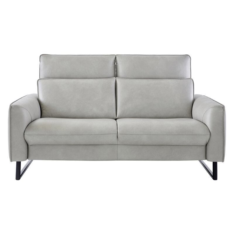 Sofa Avela - 2-Sitzer inkl. Kopfteil verstellbar, Leder, Steingrau