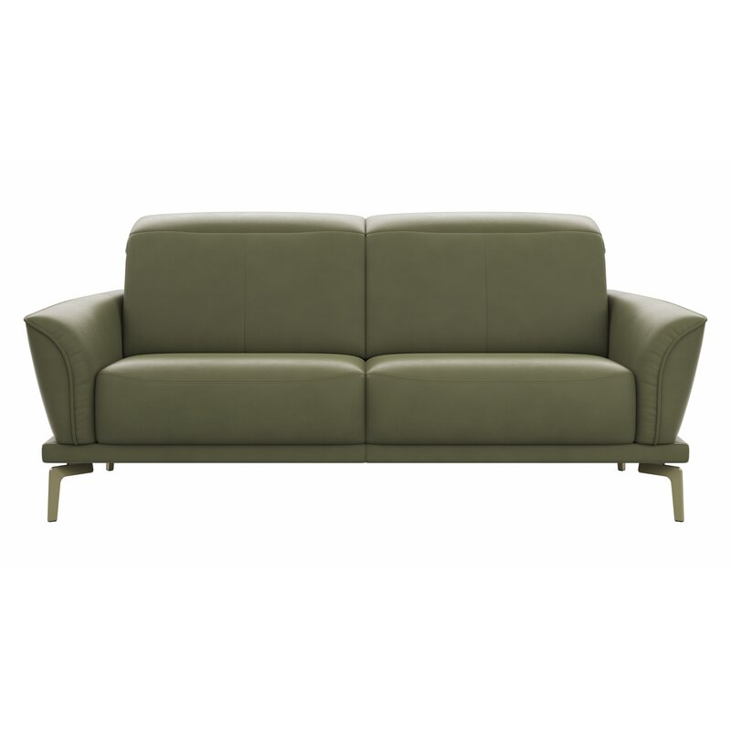 Sofa Amadena - 2-Sitzer inkl. Kopfteil verstellbar, Leder, Olive