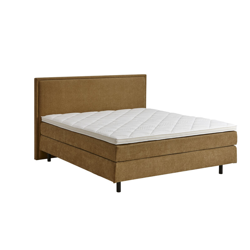 Boxspringbett Valencia - Liegefläche ca. 180x200 cm, Stoff, Senfgelb
