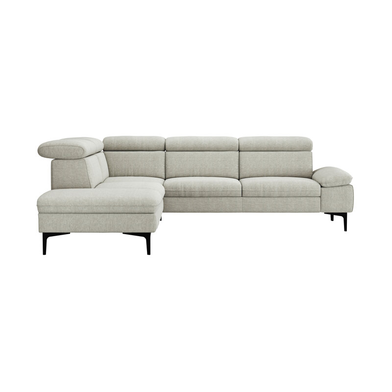 Ecksofa Felipa - Ecke links mit 2,5-Sitzer inkl. Kopfteil verstellbar, Stoff, Natur