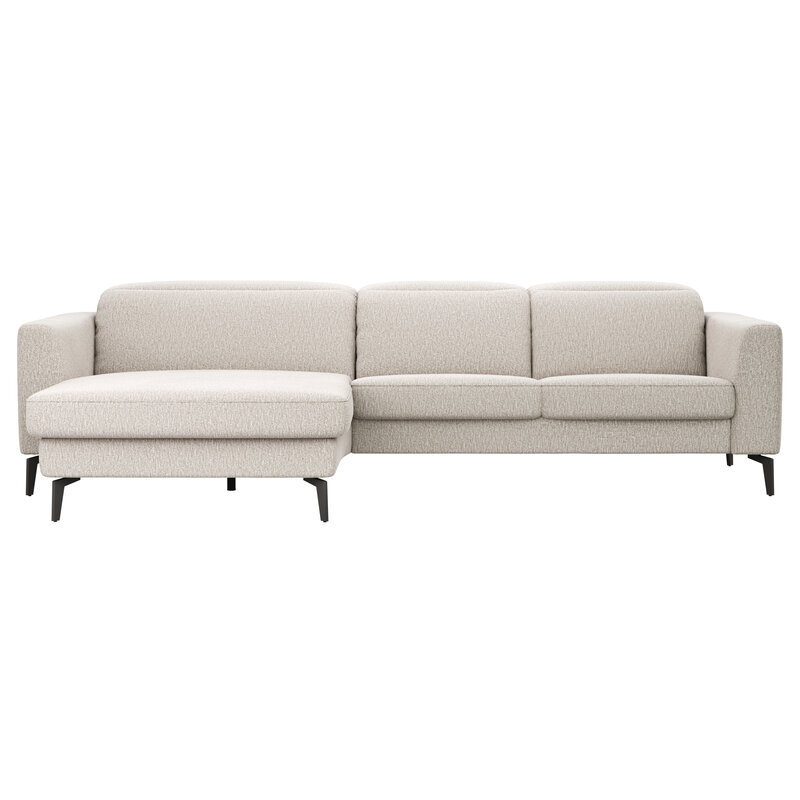 Ecksofa Rafaela 2.0 - Longchair mit 2,5-Sitzer rechts inkl. Kopfteilverstellung, Stoff, Champagner