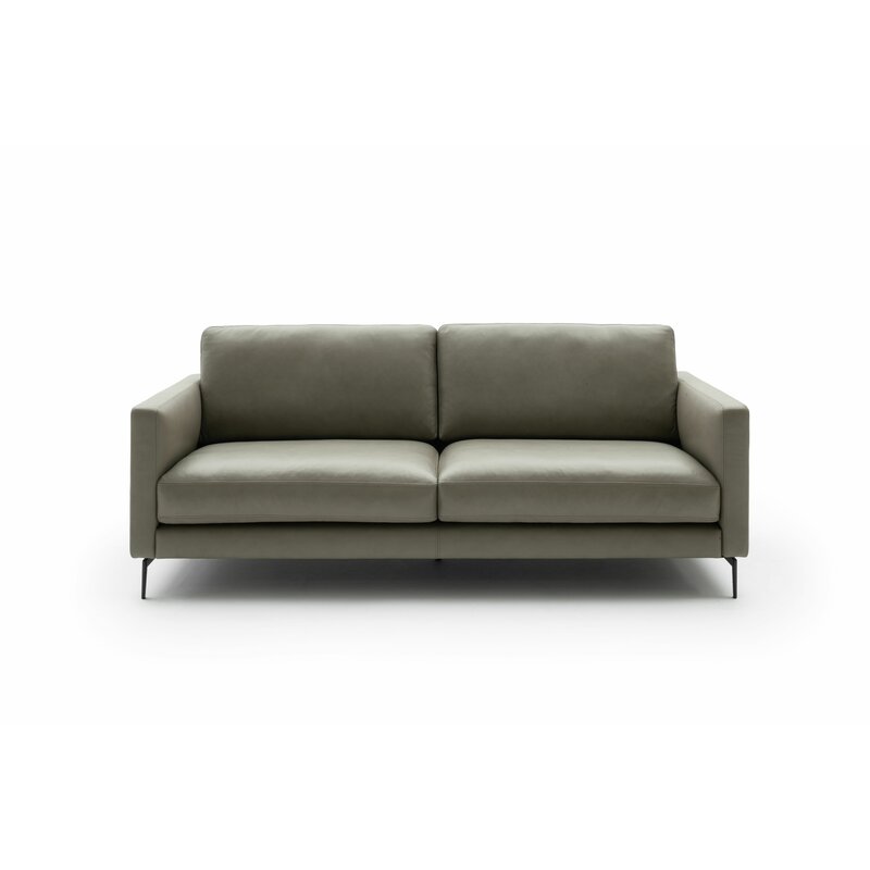 Sofa Cuneo Klassik - 2,5-Sitzer, Leder, Graubraun