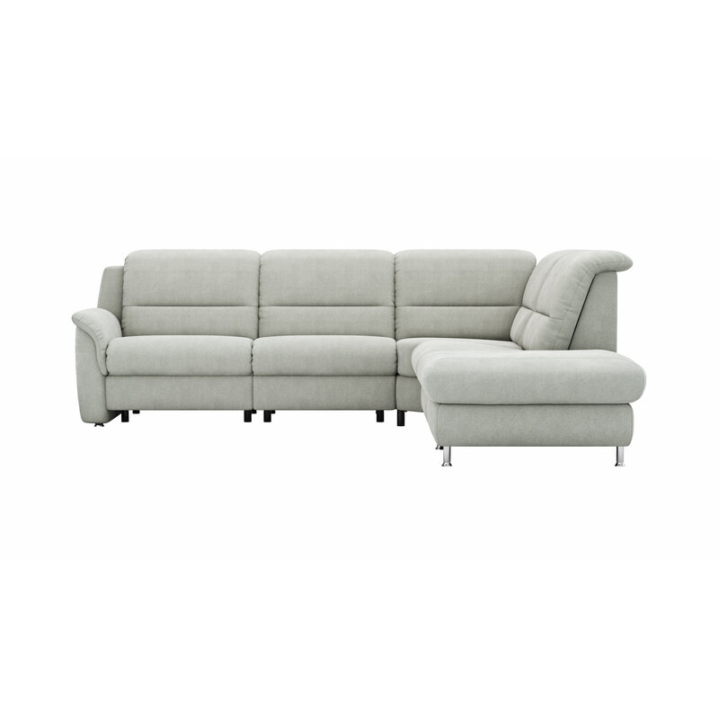 Ecksofa Cornella Plus - 2-Sitzer mit Ecke und Abschlussteil rechts inkl. Relaxfunktion (motorisch) und Kopfteilverstellung, Stoff, Graubraun