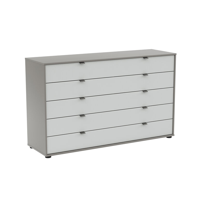 Kommode Marbella - Lack, Grau, Glas, Weiß