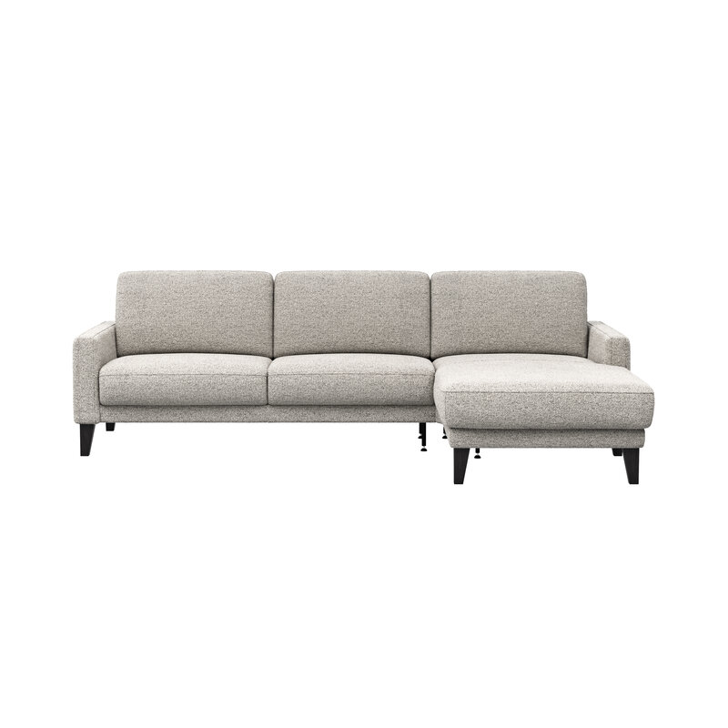 Ecksofa Matero - 2,5-Sitzer mit Longchair rechts, Stoff, Hellgrau