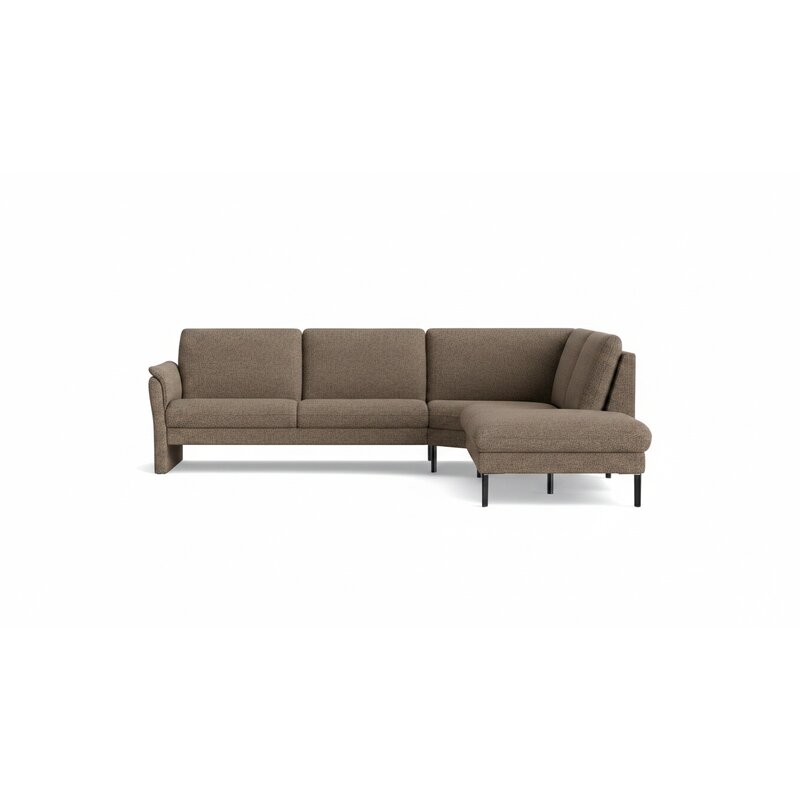 Ecksofa Gomera - 2,5-Sitzer mit Ecke und Abschlussteil rechts, Stoff, Mocca