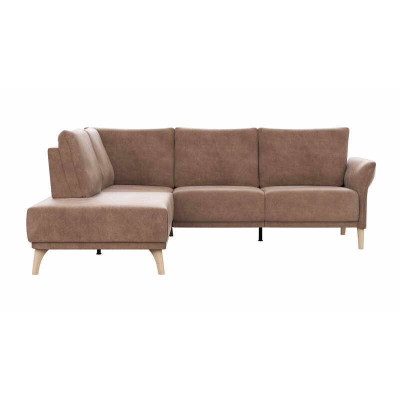 Ecksofa Rosario - Ecke mit 2-Sitzer rechts, Stoff, Cognac