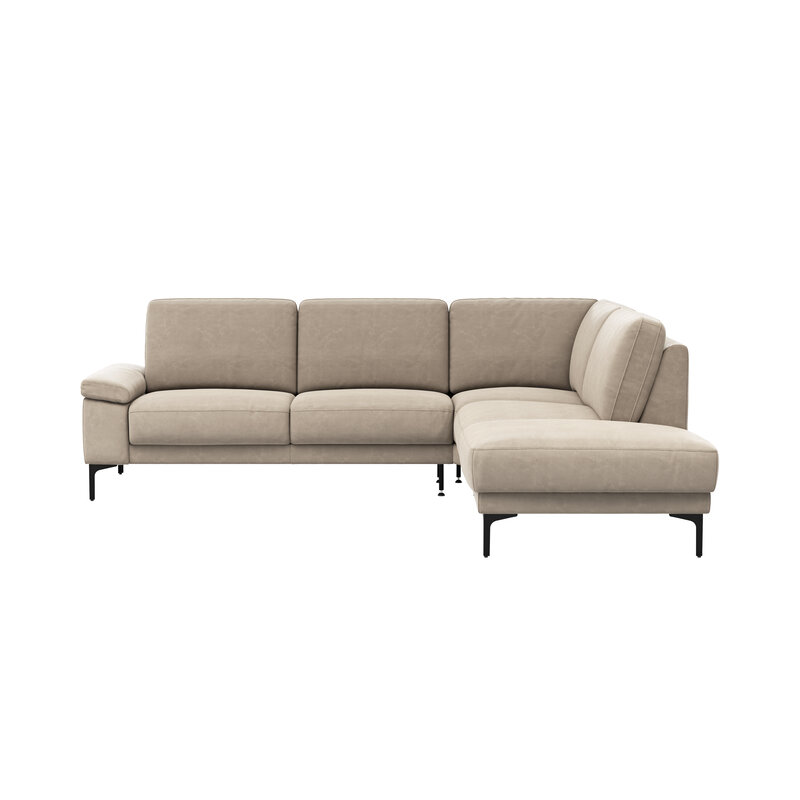 Ecksofa Matero - 2-Sitzer mit Ecke rechts, Leder, Taupe