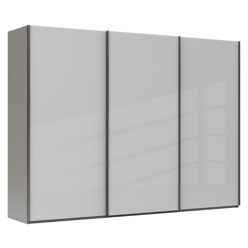 Schwebetürenschrank Marbella - B ca. 300 cm, Glas, Weiß