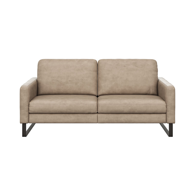 Sofa Enna - 3-Sitzer, Armlehne A, Leder, Taupe, Kufe, Schwarz