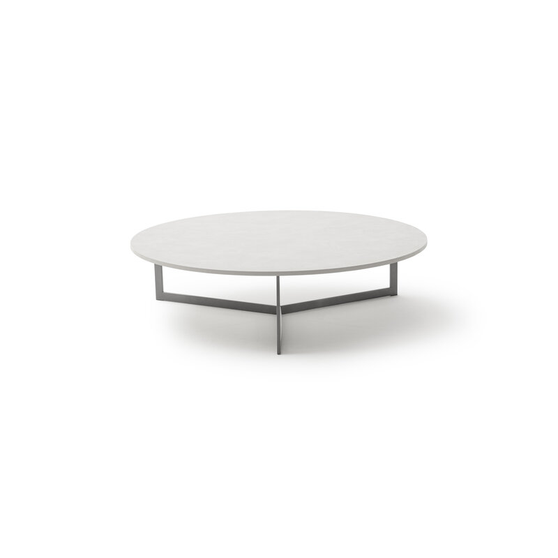 Beistelltisch Loretto - Rund 100cm, Platte Zement Hell, Gestell Grau
