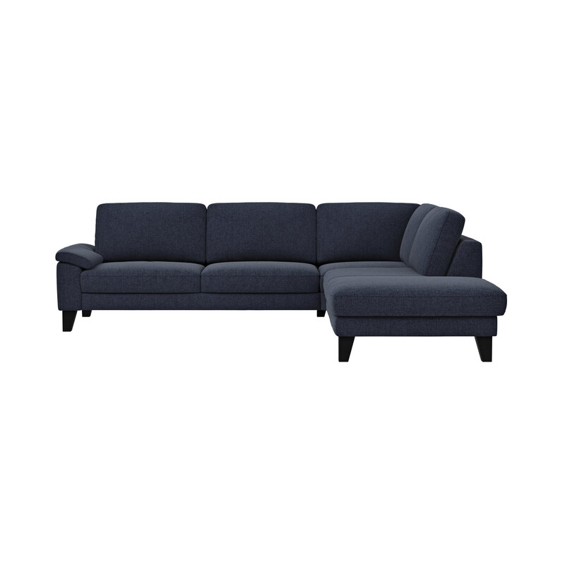 Ecksofa Oviedo - 2,5-Sitzer mit Ecke rechts, Stoff, Dunkelblau
