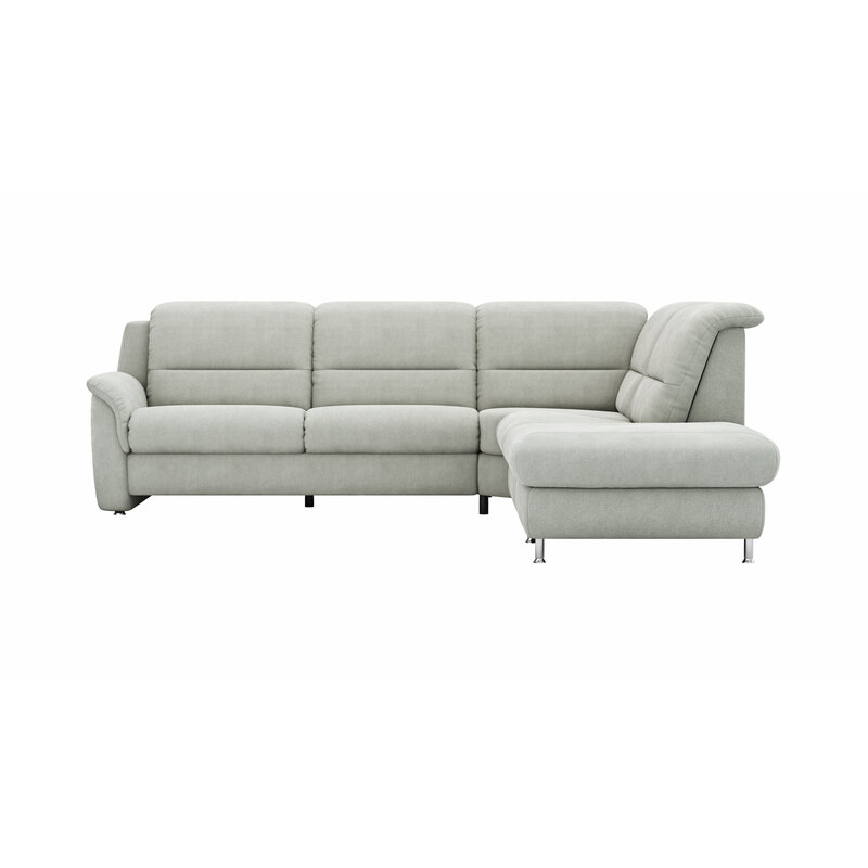 Ecksofa Cornella Plus - 2-Sitzer links mit Ecke und Abschlussteil rechts, Stoff, Granit