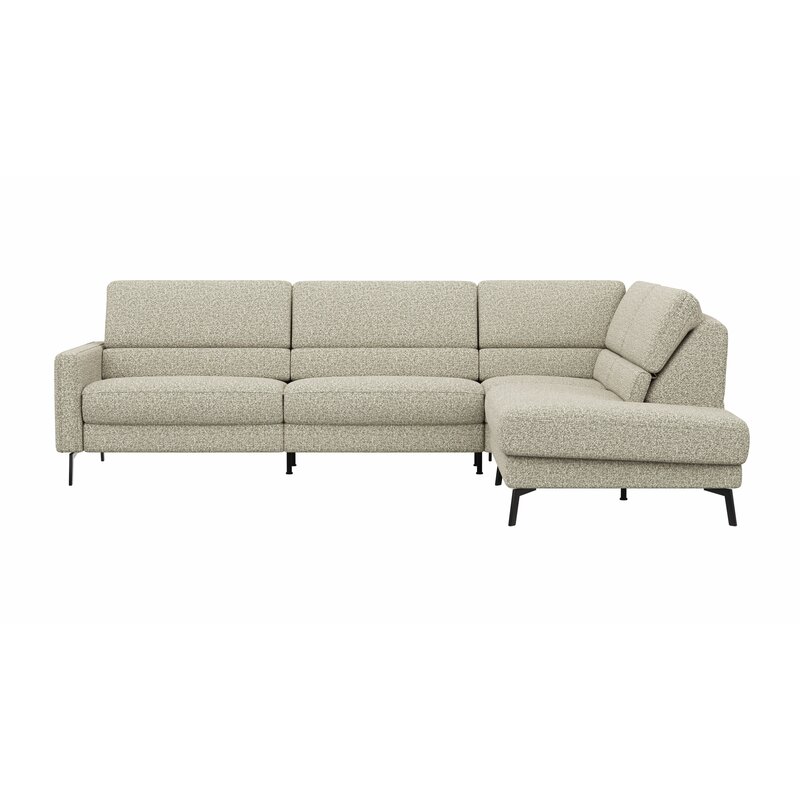 Ecksofa Valera - 3-Sitzer mit Ecke rechts inkl. Rückenlehne verstellbar, Stoff, Limone