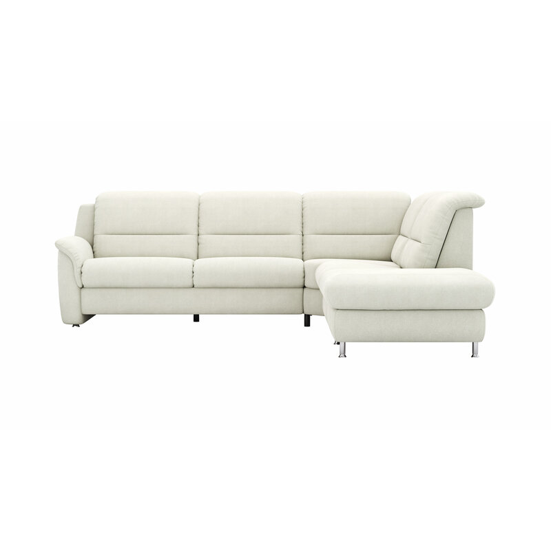 Ecksofa Cornella Plus - 2-Sitzer links mit Ecke und Abschlussteil rechts, Stoff, Creme