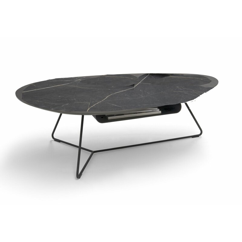 Couchtisch Fano - LBH ca. 121x75x38 cm, HPL, Schwarz marmoriert
