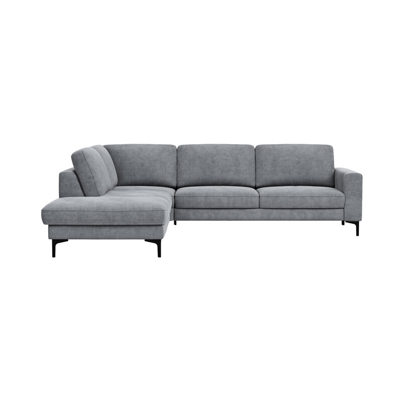 Ecksofa Oviedo - 2,5-Sitzer mit Ecke rechts, Stoff, Grau