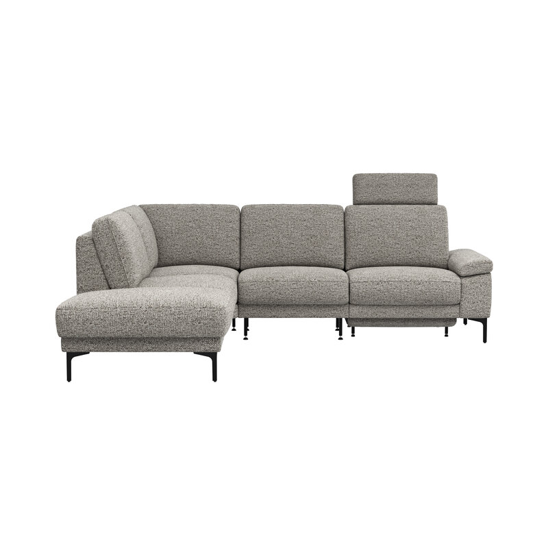 Ecksofa Matero - Ecke mit 2-Sitzer rechts inkl. Relaxfunktion motorisch und Sitzvorzug, Stoff, Graubeige
