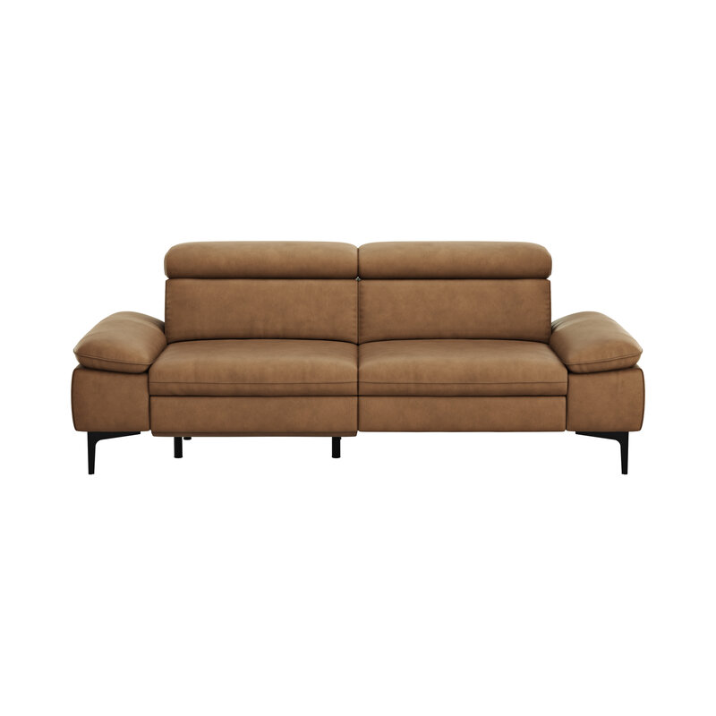 Sofa Felipa - 3-Sitzer inkl. Relaxfunktion (motorisch) und Kopfteil verstellbar, Leder, Cognac