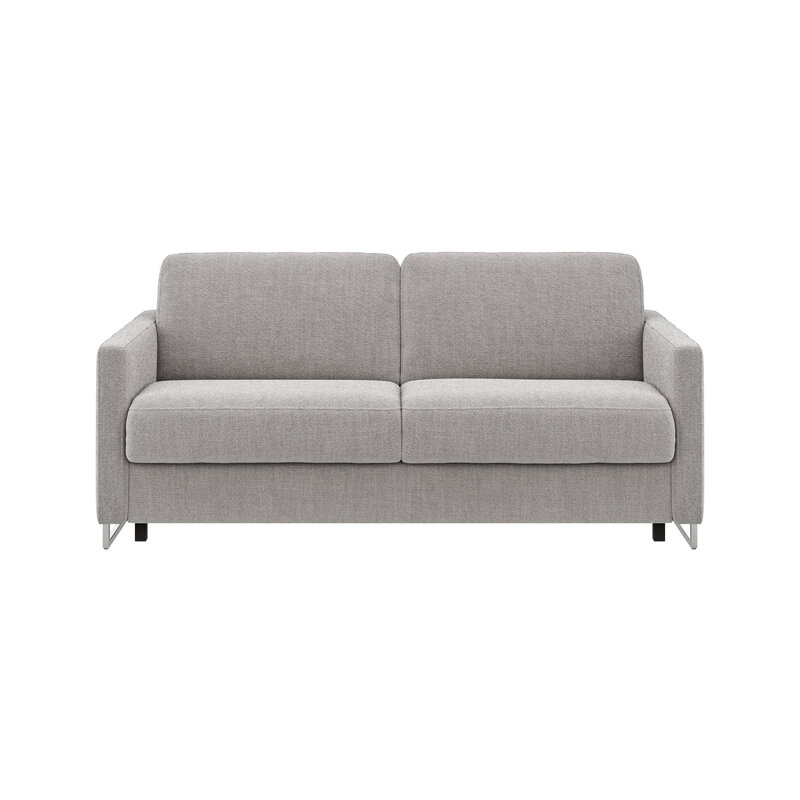Sofa Nuoro - 2,5-Sitzer inkl. Schlaffunktion, Armlehne mit Kufe, Stoff, Grau