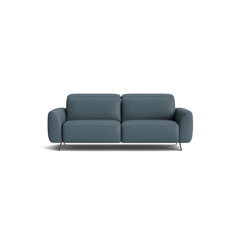 Sofa Arona - 2-Sitzer inkl. 1x Relaxfunktion motorisch und 3x Kopfteil verstellbar, Leder, Eisblau