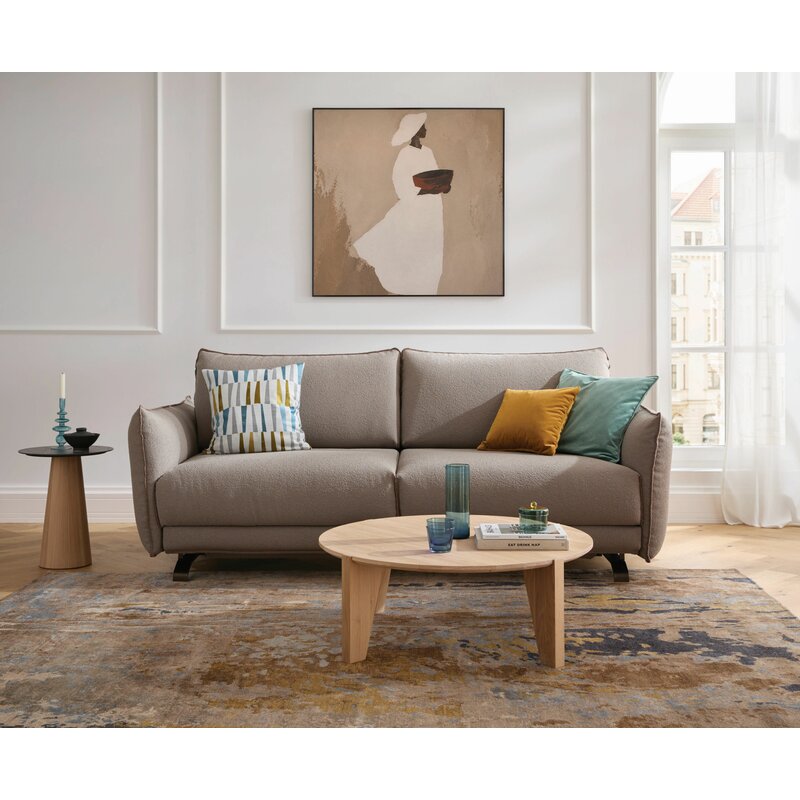 Sofa Fiolina - 2,5-Sitzer inkl. Schlaffunktion, Stoff, Hellgrau